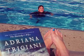 Lisa Prater by pool with book