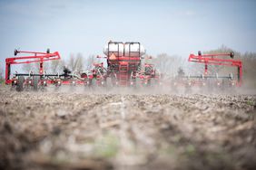 White planter from behind on Felt Family Farms in Iowa