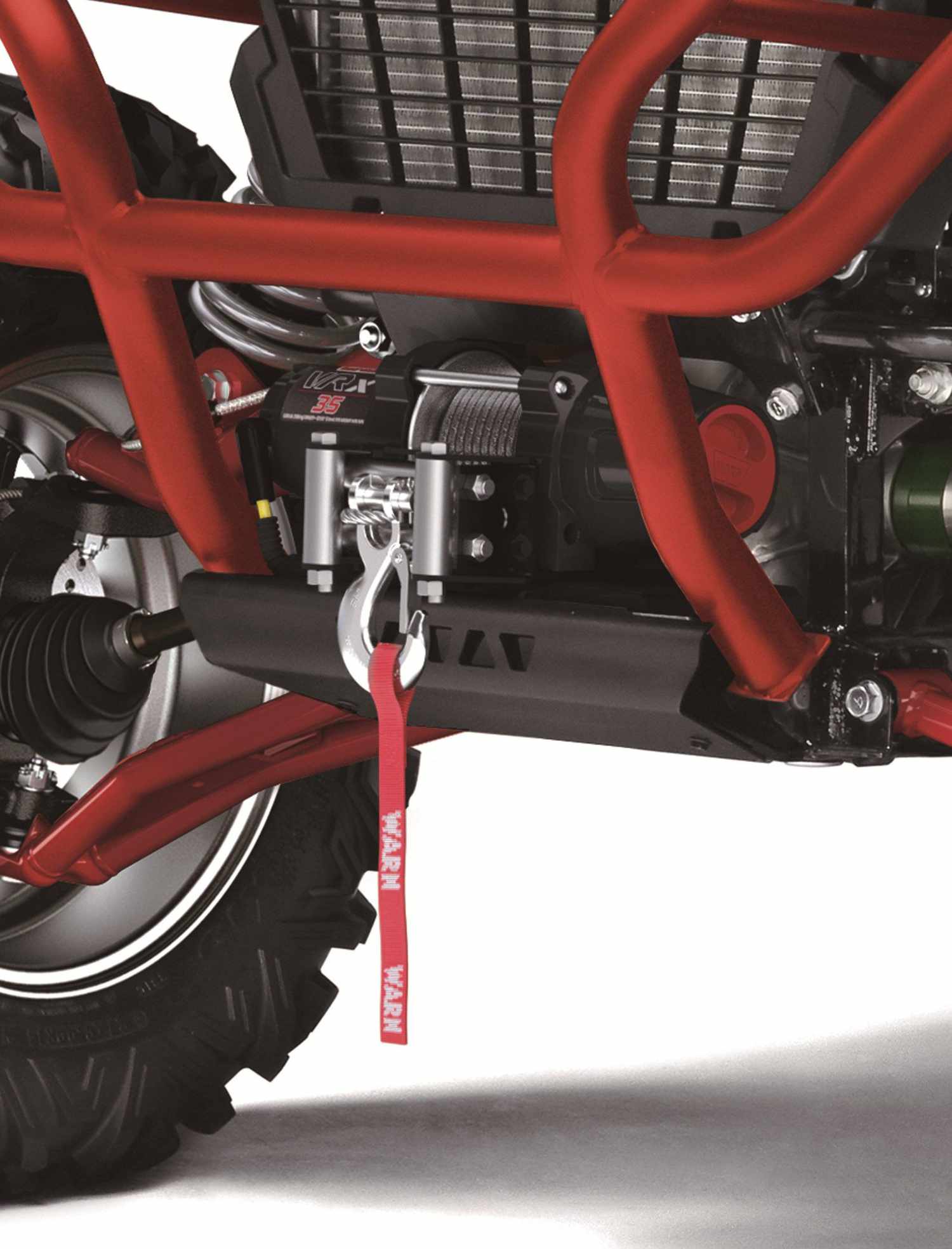 The winch connected to the Teryx4 side-by-side.