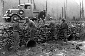 Men build a road as part of the CCC