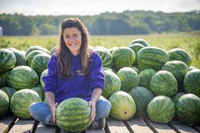 Sheena Krueger supervises workers harvest 40 acres of watermelons from the Krueger Farm outside of Letts, Iowa