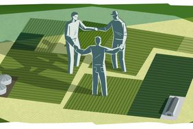 Farmers holding hands illustration