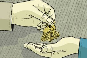 hands handing off keys illustration