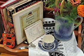 Cookbook and flower display for Arlene Prater