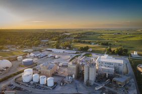 An aerial view of the Benson Hill soy crush facility in Creston, Iowa