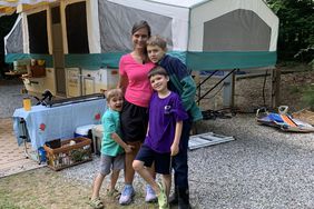 Heather Lifsey and sons camping