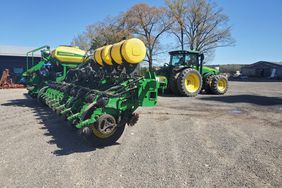 Chad Henderson's John Deere planter sitting in the farm yard in Alabama