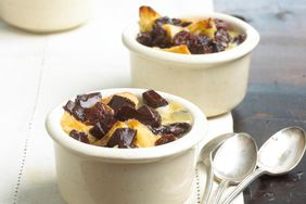 Bread pudding with chocolate and brandied cherries