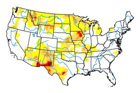 U.S. map with drought marked