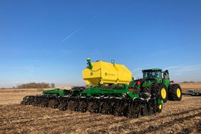 The John Deere ST16 Drawn tillage tool in the field.