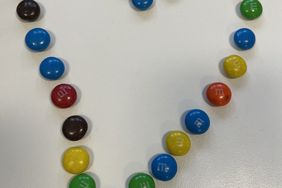 A colorful M&M heart