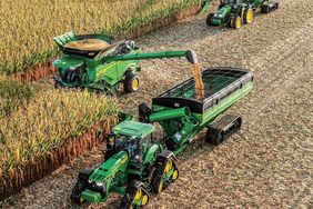 John Deere harvest 2021 equipment in field