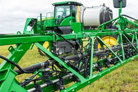 The See & Spray performance upgrade kit attached to a John Deere sprayer