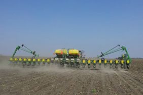 John Deere 24-row corn planter in the field