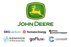 John Deere logo with logos of the companies in its 2024 startup program