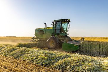 The W260M windrower in the field.