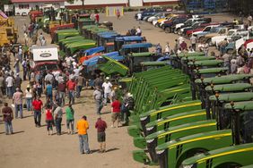 Line-of-tractors-at-auction