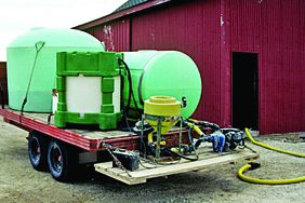 Pesticide containers on trailer