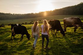 Stephanie and Hayley Painter at their dairy farm in Tioga County.