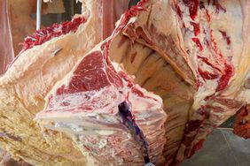 Cuts of meat sit waiting for USDA inspection