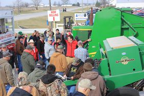 A round baler on sale at auction.