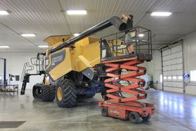 Scissor lift in farm shop