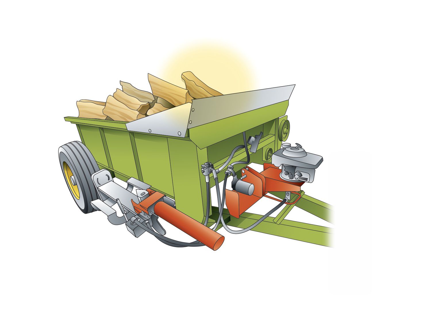 Manure spreader with log splitter