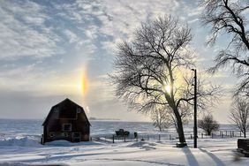 A snowy sunrise on Jerry Nelson's farm