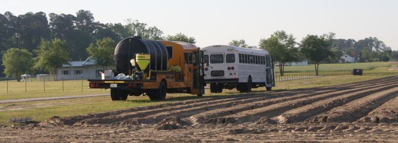 School bus carrying workers