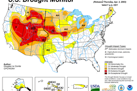 Map of drought conditions April 1, 2003