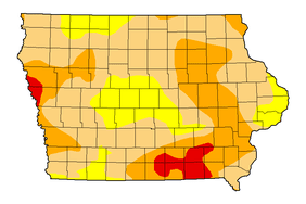 Map of Iowa drought conditions August 2023