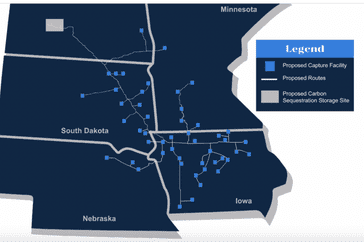 Map of Summit Carbon Solutions project