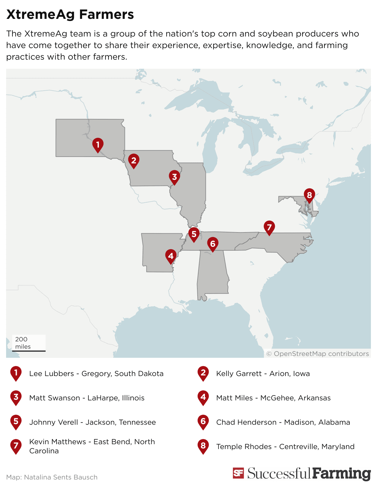 Map of XtremeAg farmers' locations